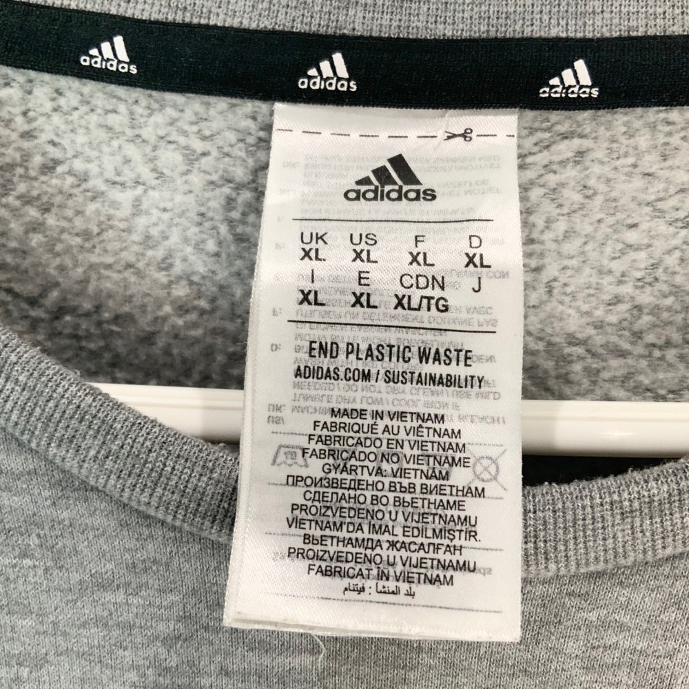 Adidas Essentials Gray Heather Sweatshirt XL Pullover Crew Neck Long Sleeve - Picture 4 of 6